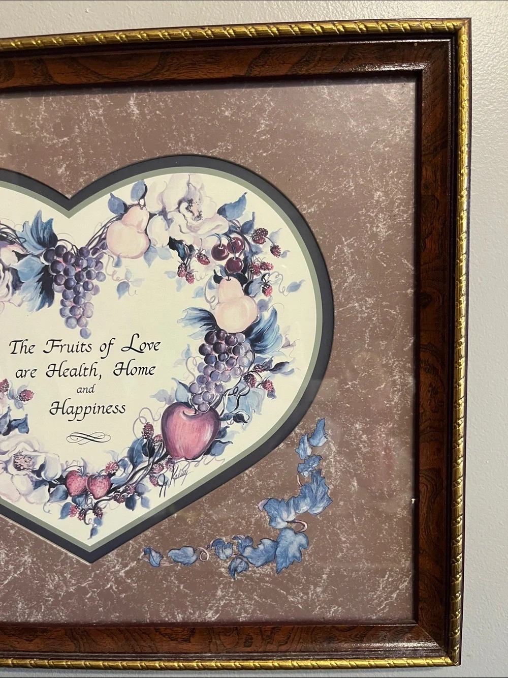 HOME INTERIORS FRUITS OF LOVE PICTURE HEART IVY GRAPES APPLE MAGNOLIA JOY KELSEY